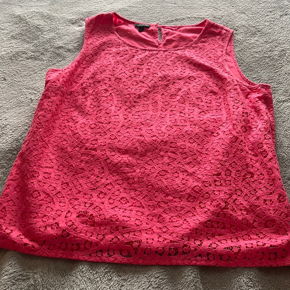 Bright pink Talbots, hot color this summer, sleeveless lace top.  Like new.
